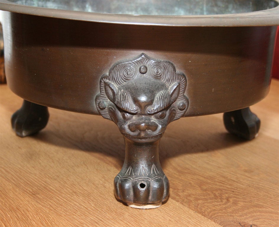 Chinese Large Bronze Footed Bowl For Sale