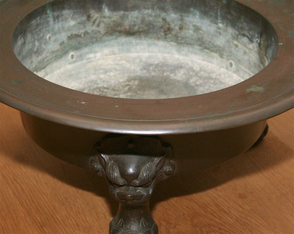Large Bronze Footed Bowl For Sale 1