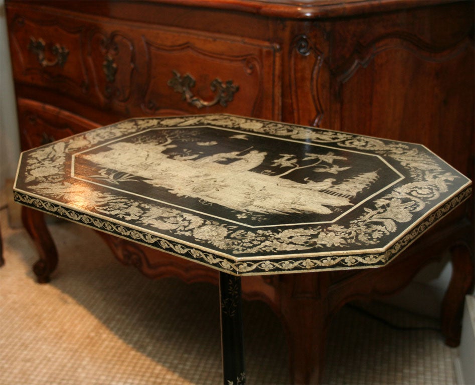 Unusual Queen Ann Penwork Candlestand, 18th century In Excellent Condition In Westwood, NJ