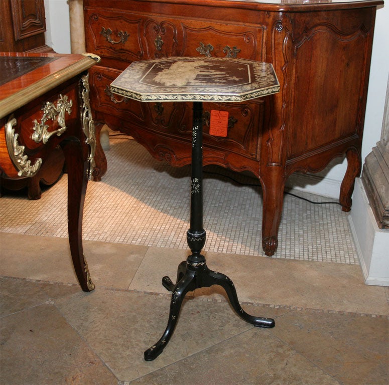 Unusual Queen Ann Penwork Candlestand, 18th century 5
