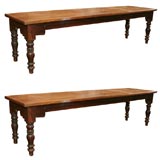 Pair of Ironwood Plank Benches w/ Rosewood Legs