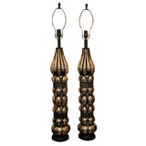 Vintage Pair of tall multi-lobe mercury glass table lamps