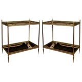 Pair of Bronze and Mirrored Two Tier Occasional Tables