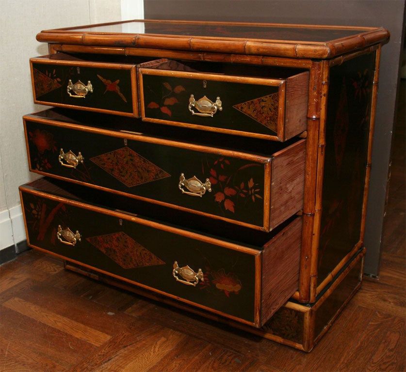 Victorian Bamboo and Lacquer Chinoiserie Chest of Drawers 2