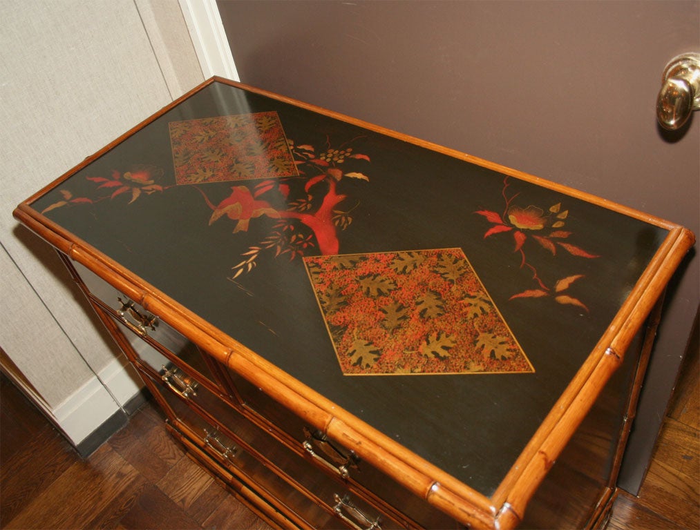 Victorian Bamboo and Lacquer Chinoiserie Chest of Drawers 3