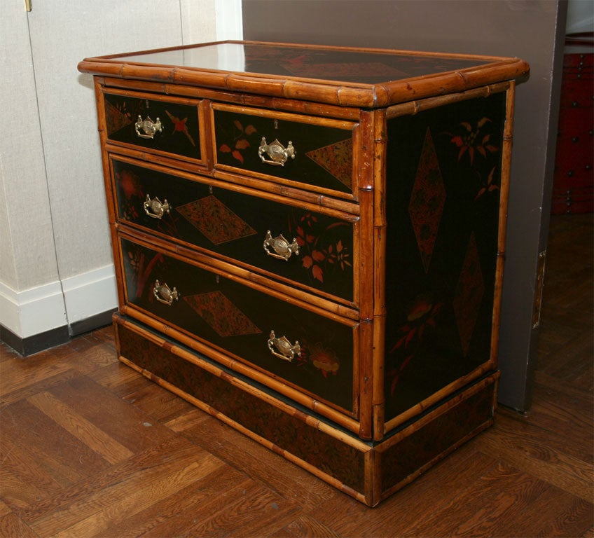Victorian Bamboo and Lacquer Chinoiserie Chest of Drawers 5