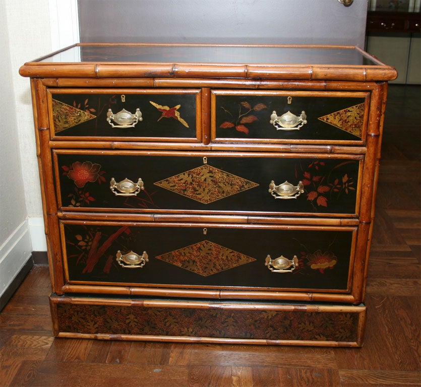 Victorian Bamboo and Lacquer Chinoiserie Chest of Drawers 6
