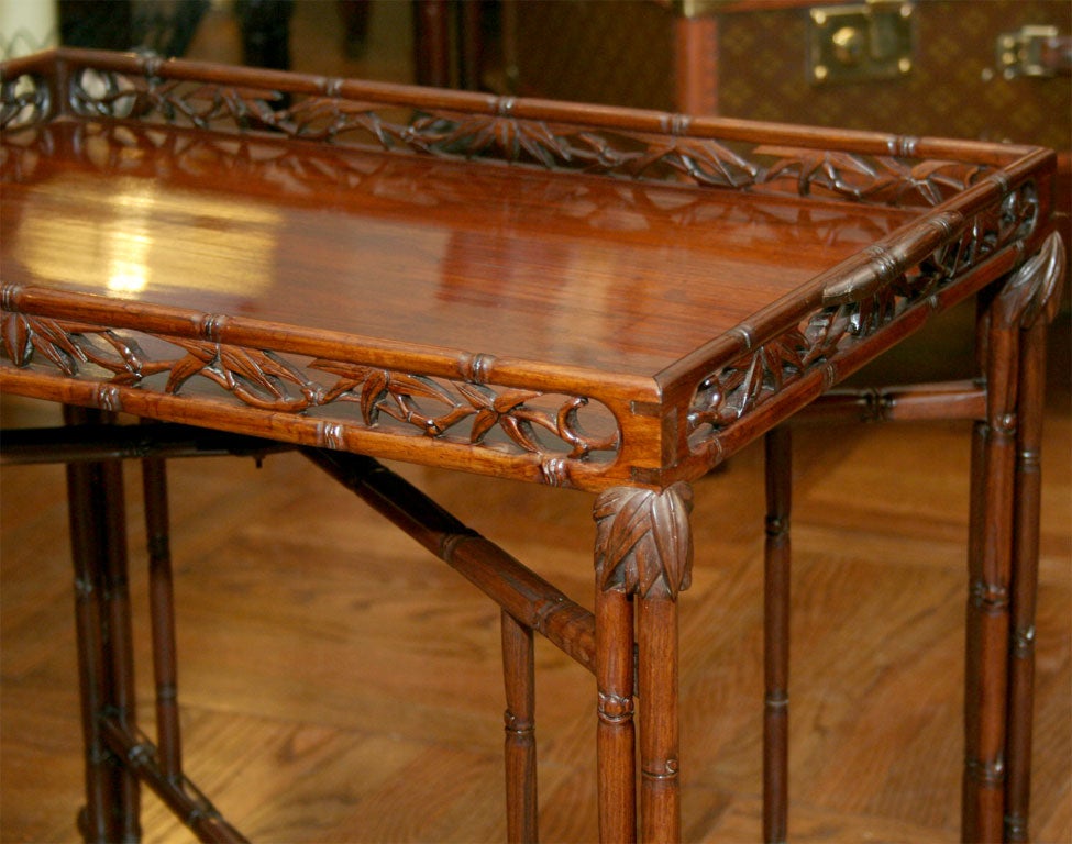 19th Century Well Carved Chinese Export Galleried Tray Table