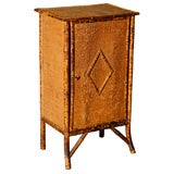 Antique C. 1910 English Bamboo and Grassmat  Footed Cabinet