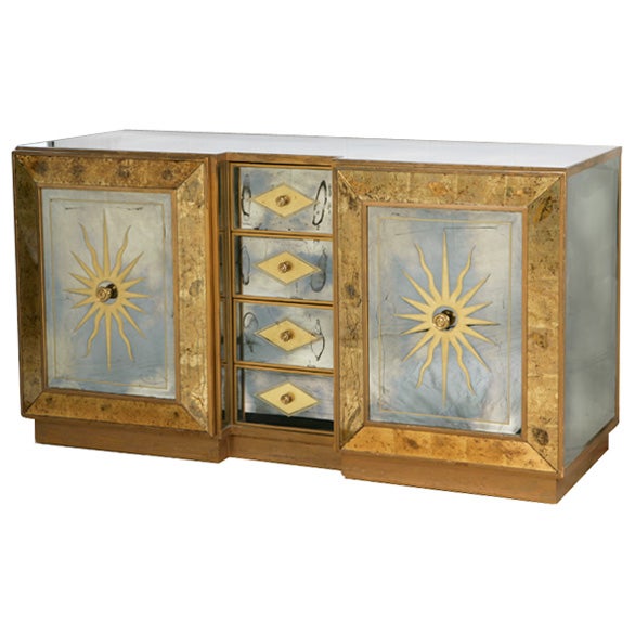 Eglomise Credenza 1950's For Sale