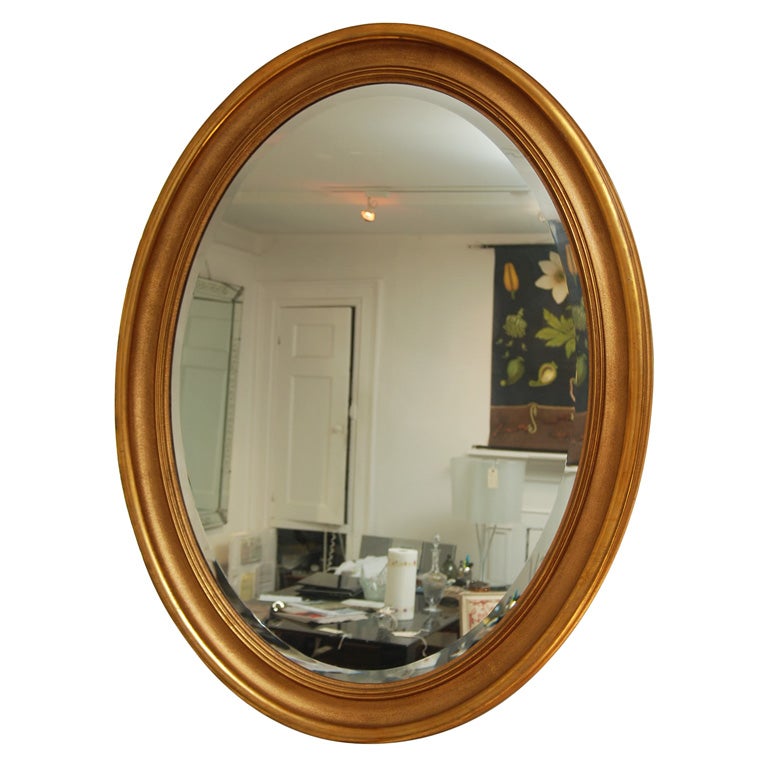 Large Victorian Oval Gilt  Frame Mirror For Sale