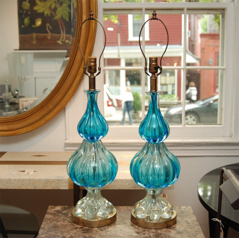 Pair of Murano Glass Table Lamps