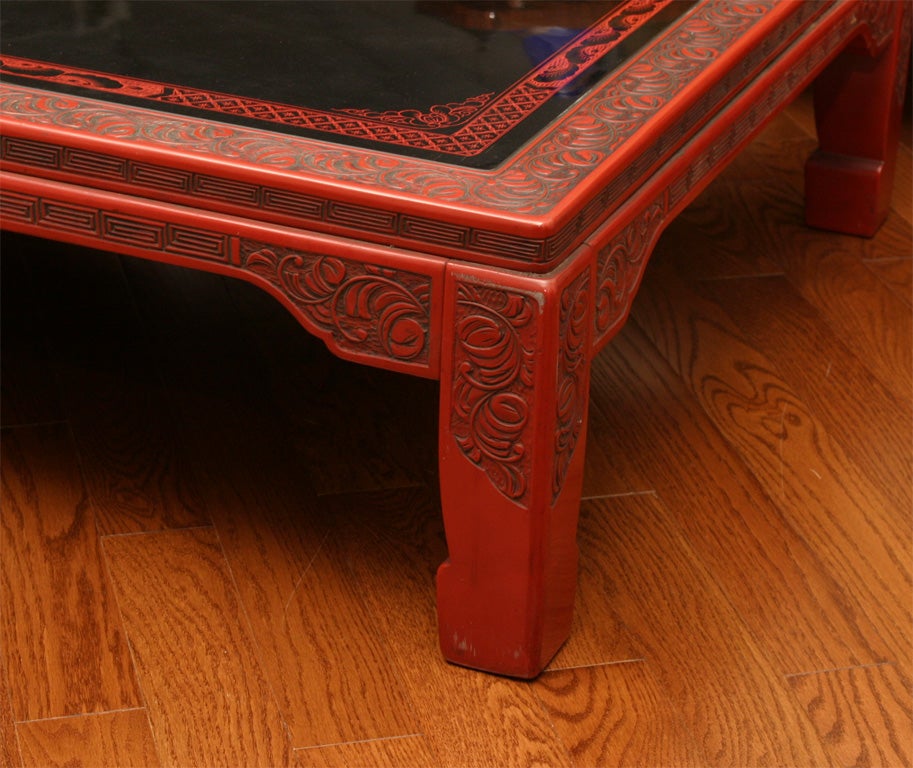 red lacquer coffee table