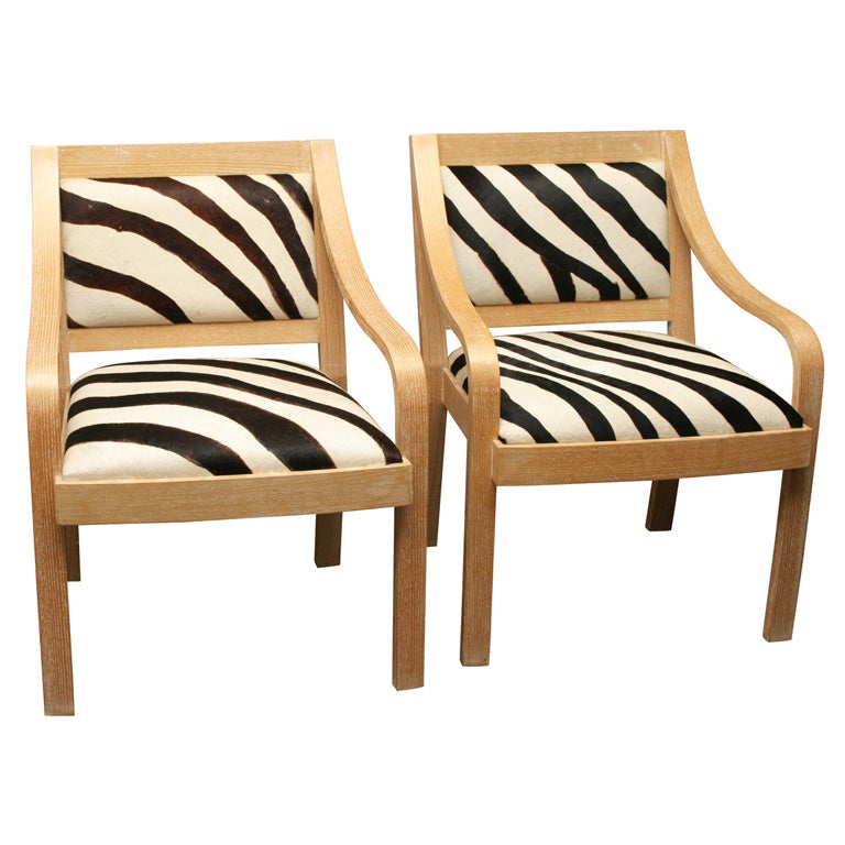 Pair of Zebra Chairs For Sale