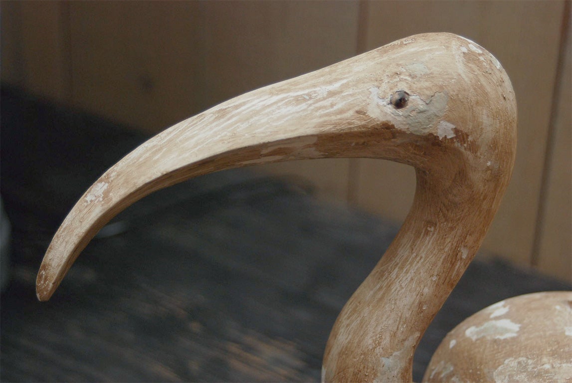 Contemporary Hand Carved Figure of an Ibis For Sale