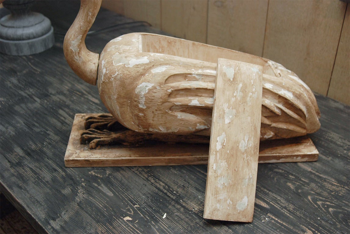 Hand Carved Figure of an Ibis For Sale 1
