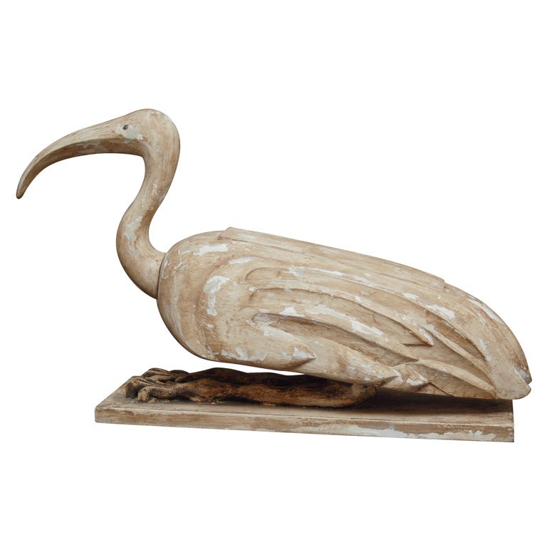 Hand Carved Figure of an Ibis For Sale