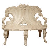 Unusual White Painted Fantasy Bench