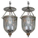 Antique Pair of 19th Century Anglo-Indian Bell Jar Lanterns