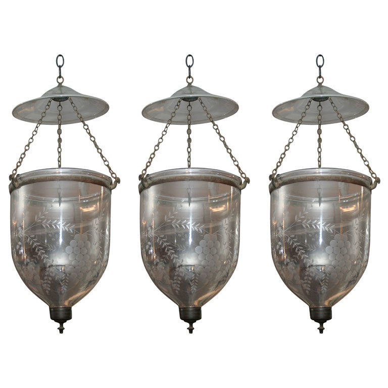 Set of Three 19th Century Angelo Indian Bell Jars