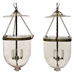 Antique Pair of 19th Century Anglo Indian Bell Jar Lanterns