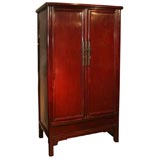 Antique Chinese 19th Century Shanxi Red Lacquer Cabinet Armoire