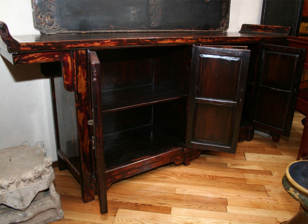 Chinese Qing Dynasty Elmwood Altar Coffer Console Cabinet For Sale 6