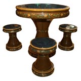 Anamese French Colonial Art Deco Garden Table and Stools ca 1925