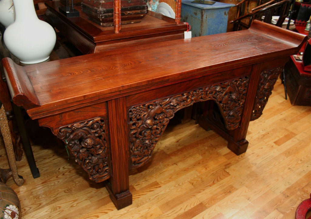 Chinese Qing Dynasty Carved Wood Altar Table Console ca 1760 5