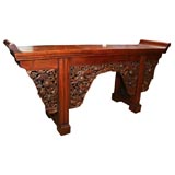 Antique Chinese Qing Dynasty Carved Wood Altar Table Console ca 1760