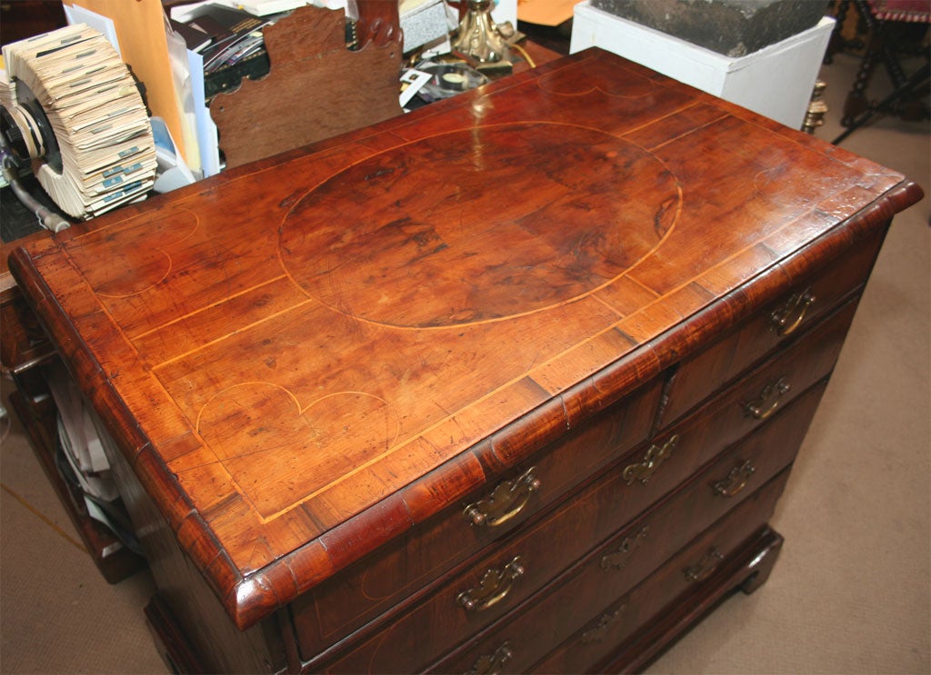 18th Century and Earlier William and Mary Yew Wood Veneered Chest of Drawers For Sale