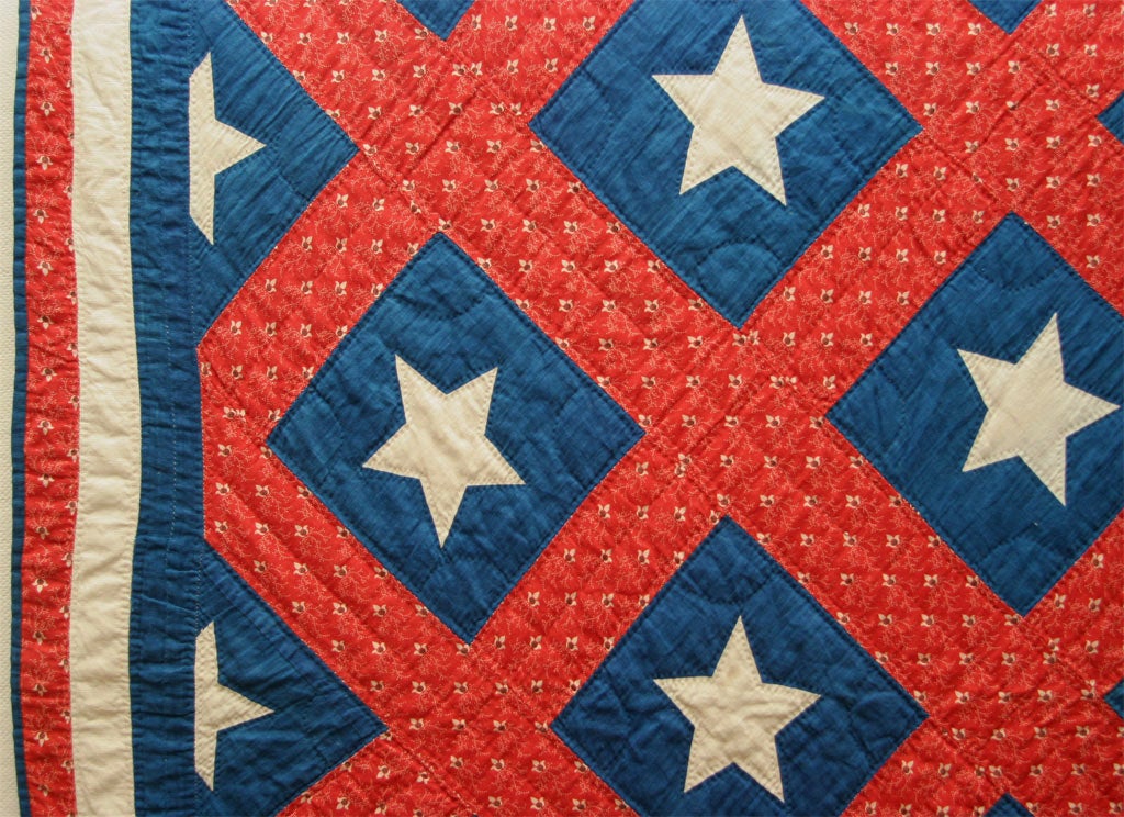 American Antique Patriotic Quilt:  Stars and Stripes
