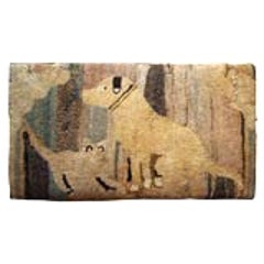 Antique Hooked Rug: Cat and Dog 1
