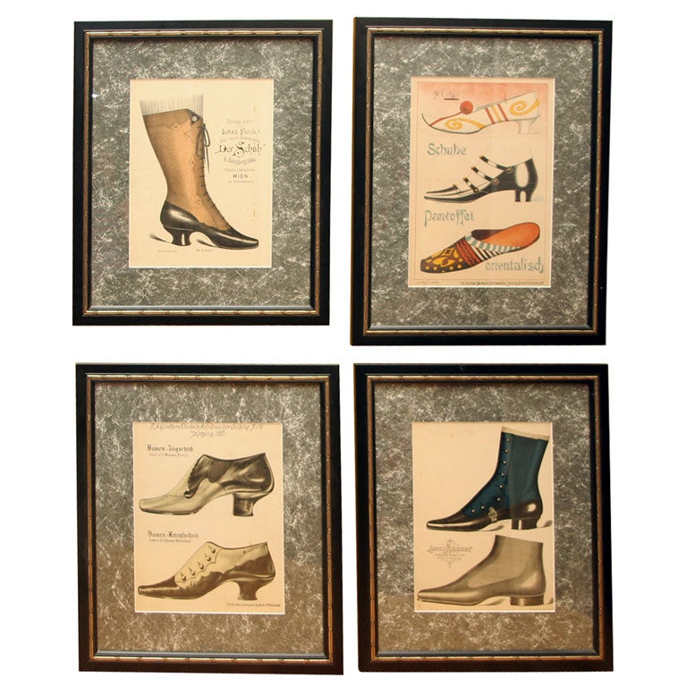 Set of Four Shoe Illustrations For Sale