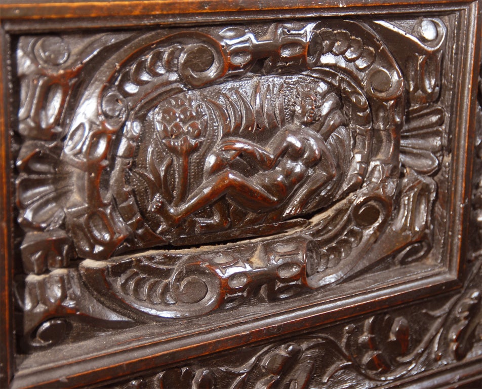 Carved Walnut Cassonne, Italy 19th Century In Good Condition In Houston, TX