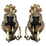 Pair of Mirror back Wall Sconces
