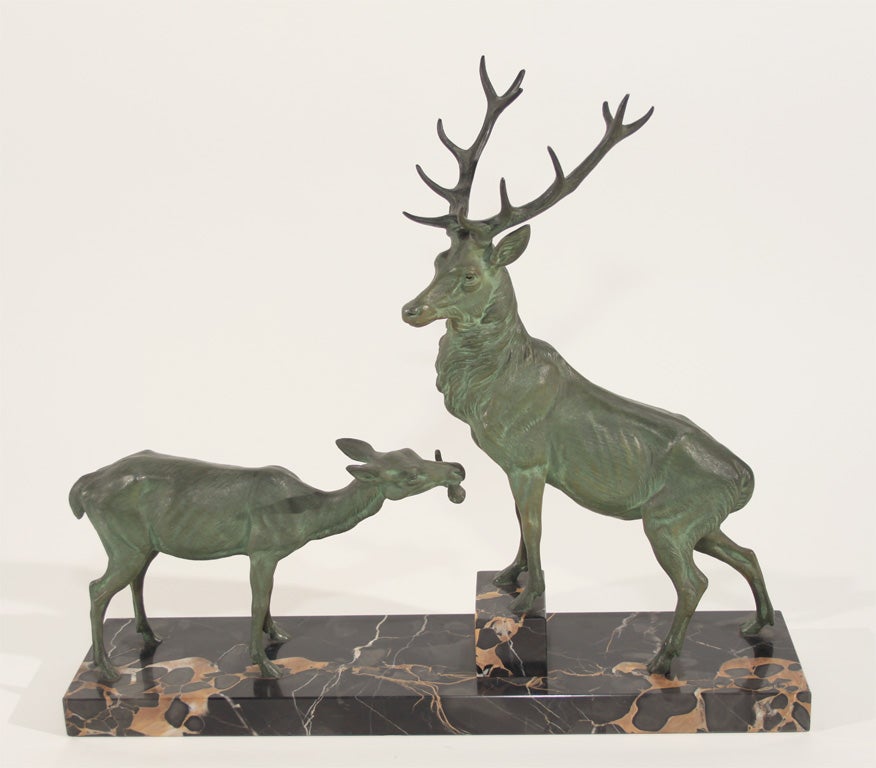 Art Deco Metal Deer Group by L. Carvin