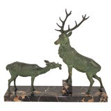 Art Deco Metal Deer Group by L. Carvin