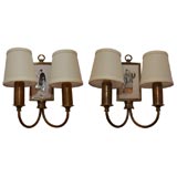 Pair of Sconces with Inset Chinese Placques
