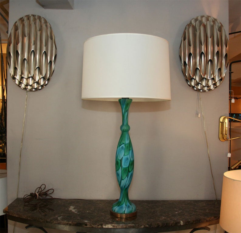 An Italian art glass table lamp by Fratelli Toso brass mounts, 1950s.
New sockets and rewired
Shade not included.