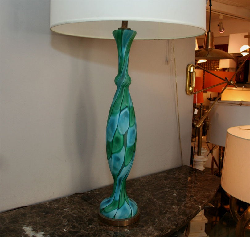 Italian Fratelli Toso Table Lamp Mid-Century Modern Murano Art Glass, 1950s For Sale