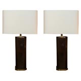 Pair of Modernist Lacquered Coconut Shell Table Lamps