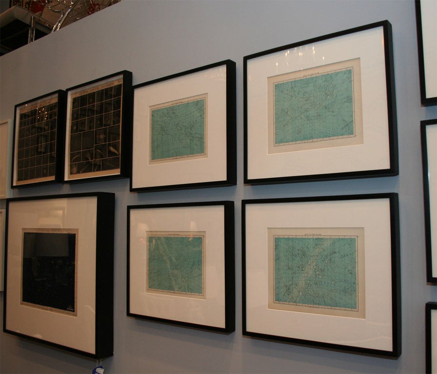 Set of Four Star Constellation Charts Framed in Black Frames
