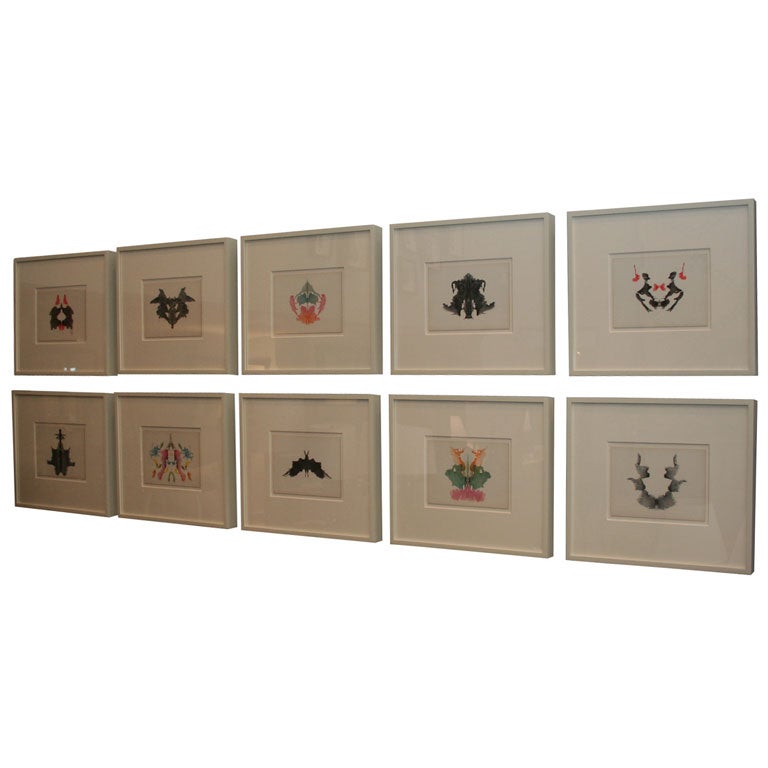 Set of Ten Framed 1940's Rorschach Plates For Sale
