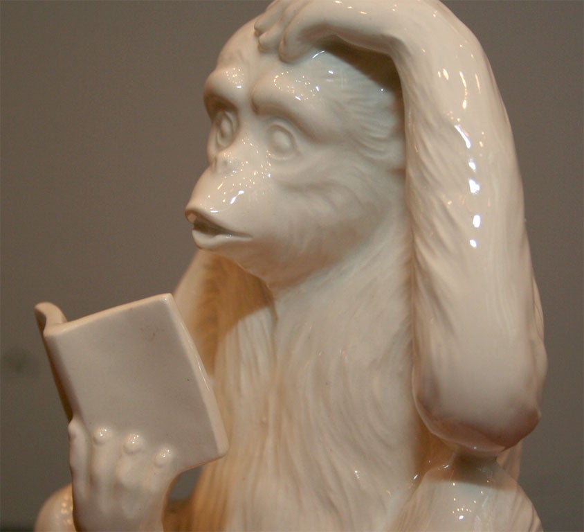 Pair of Ivory Porcelain Monkeys signed by Fitz & Floyd 2