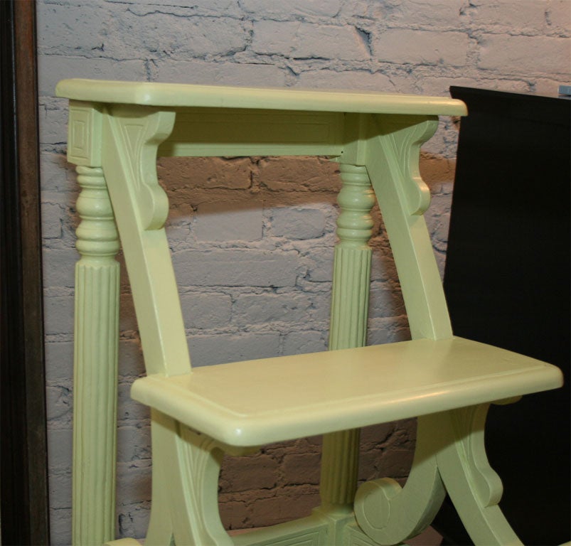 Lime Green painted Teak Library Steps 1