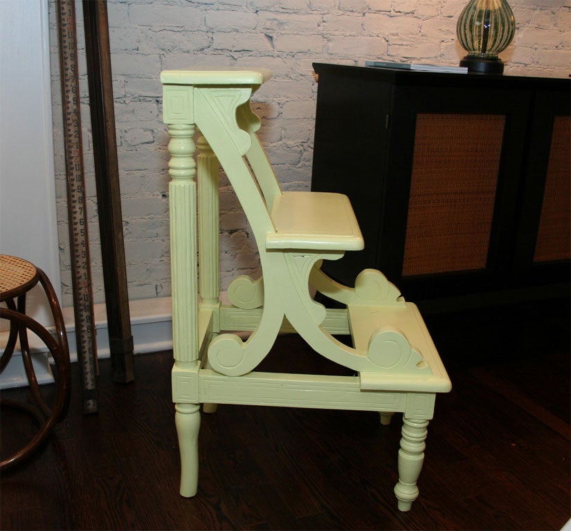 Lime Green painted Teak Library Steps 4