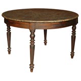 Antique Round Table w/ Faux Marble Top