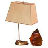 Baccarat signed amber glass lamp