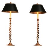 Vintage Pair Tall Candlestick Lamps